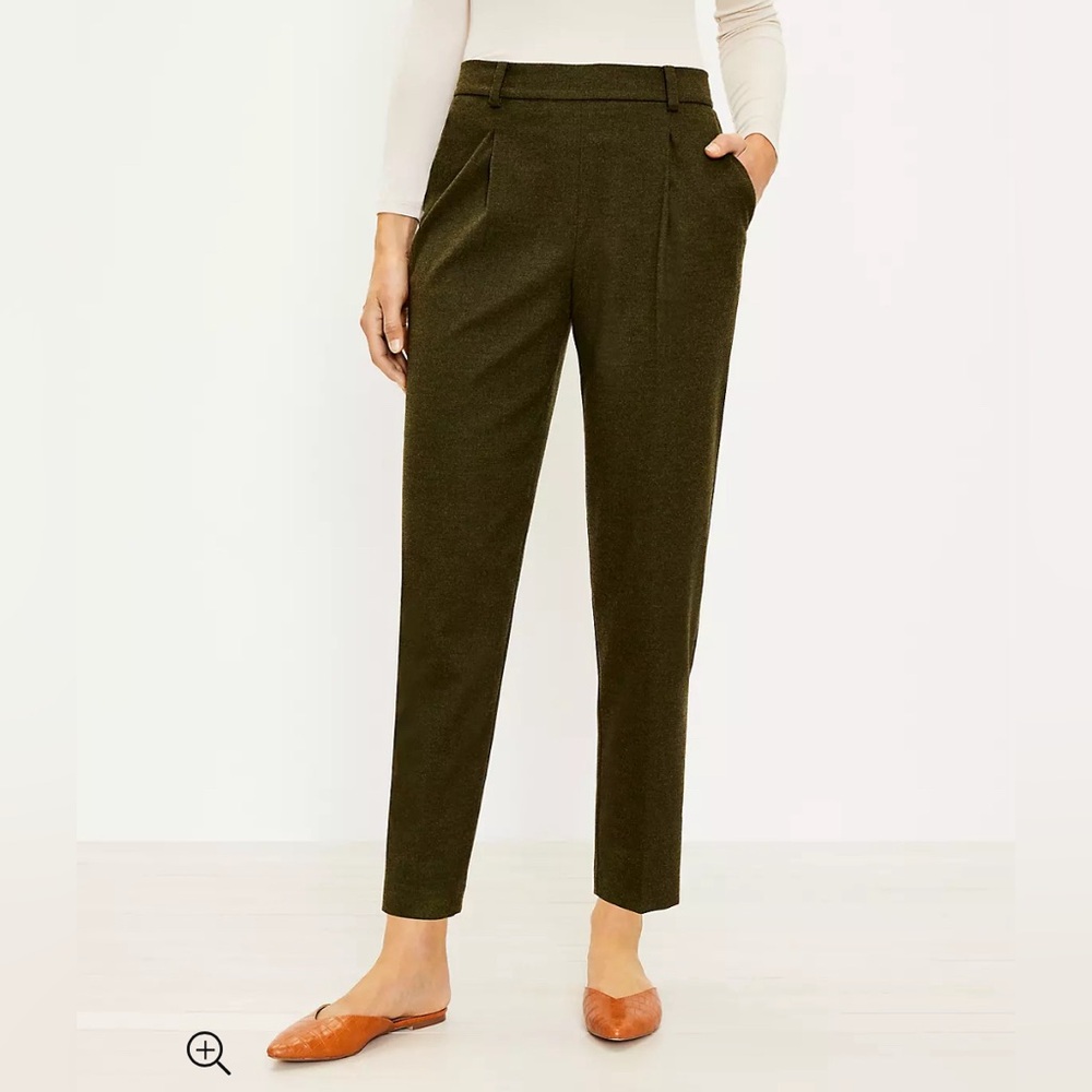 Loft Size S Green Pull On Tapered Pants in Brushed Flannel